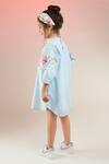 Joey & Pooh_Blue Cotton Hand Embroidery Whimsical Animals Dress  _at_Aza_Fashions