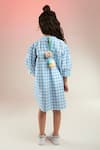 Shop_Joey & Pooh_Blue Cotton Hand Embroidery Whimsical Animals Gingham Pattern Dress  _at_Aza_Fashions