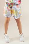 Joey & Pooh_Blue Cotton Print Floral Stripe And Jacket With Shorts  _Online_at_Aza_Fashions