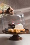 Shop_S. G. Home_Brown Wood And Glass Dessert Stand With Cloche _at_Aza_Fashions