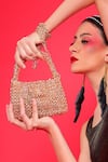Buy_Modarta_Rose Gold Pearls, Crystals Mini Shoulder Bag With _at_Aza_Fashions