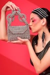 Shop_MODARTA_Silver Pearls Crystal Embellished Handbag_at_Aza_Fashions
