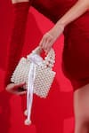 Buy_Modarta_White Pearls, Crystals And Embellished Handbag _at_Aza_Fashions