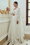 Nitika Gujral_Off White Net Embroidered Sequin Floral Pattern Bridal Lehenga Set  _Online_at_Aza_Fashions