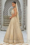 Nitika Gujral_Beige Net Embroidered Sequin Bead And Crystal Bridal Lehenga Set  _Online_at_Aza_Fashions