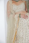 Buy_Nitika Gujral_Beige Net Embroidered Sequin Bead And Crystal Bridal Lehenga Set  _Online_at_Aza_Fashions