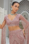 Shop Nitika Gujral Pink Silk, Net Sequins, Beads, Crystals V-neck Fishtail Embroidered Lehenga Set Online at Aza Fashions Shop_Nitika Gujral_Pink Silk, Net Sequins, Beads, Crystals V-neck Fishtail Embroidered Lehenga Set _Online_at_Aza_Fashions