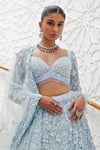 Shop_Nitika Gujral_Blue Net Embroidered Sequin Floral Pattern Crystal And Beadwork Bridal Lehenga Set _Online_at_Aza_Fashions