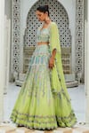 Nitika Gujral_Multi Color Organza, Net Beads, Embroidery Resham Patra Work Lehenga Cape Set _Online_at_Aza_Fashions