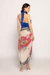 Shop_Saaksha & Kinni_Blue Silk Print Bandhani Halter Neck Dress _at_Aza_Fashions