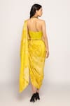 Shop_Saaksha & Kinni_Yellow Silk Mirrors Halter Neck Blouse _at_Aza_Fashions