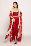 Buy_Saaksha & Kinni_Red Floral Print Cape _at_Aza_Fashions