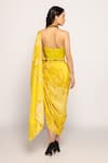 Shop_Saaksha & Kinni_Yellow Silk Print Bandhani Pre Draped Saree _at_Aza_Fashions