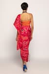 Shop_Saaksha & Kinni_Red Cotton Silk Print Floral Abstract Pre Draped Saree_at_Aza_Fashions