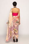 Shop_Saaksha & Kinni_Peach Silk Print Floral Abstract Pre Draped Saree _at_Aza_Fashions