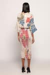 Shop_Saaksha & Kinni_Ivory Cotton Silk Print Periwinkle Bandhani Bodycon Skirt_at_Aza_Fashions