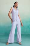 Buy_The Right Cut_Purple Chanderi Embroidery Scoop Neck Lavenda Moon Pant Co-ord Set _at_Aza_Fashions