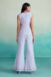 Shop_The Right Cut_Purple Chanderi Embroidery Scoop Neck Lavenda Moon Pant Co-ord Set _at_Aza_Fashions