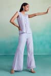 The Right Cut_Purple Chanderi Embroidery Scoop Neck Lavenda Moon Pant Co-ord Set _Online_at_Aza_Fashions