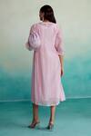 Shop_The Right Cut_Pink Chanderi, Cotton Embroidery Collared Blushine Dress _at_Aza_Fashions