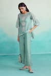 Buy_The Right Cut_Blue Chanderi, Linen Tassels Mintylicious Embroidered Top And Trouser Co-ord Set _at_Aza_Fashions