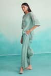Buy_The Right Cut_Blue Chanderi, Linen Tassels Mintylicious Embroidered Top And Trouser Co-ord Set _Online_at_Aza_Fashions