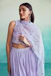 The Right Cut_Purple Chanderi, Linen Embroidery, Mirrors, Tassels Luminova Sharara Set _at_Aza_Fashions