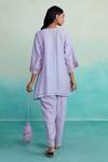 Shop_The Right Cut_Purple Chanderi Mirrors, Embroidery Round Ethereal Hand Kurta And Tulip Pant Set _at_Aza_Fashions