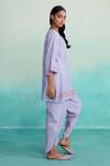 Shop_The Right Cut_Purple Chanderi Mirrors, Embroidery Round Ethereal Hand Kurta And Tulip Pant Set _Online_at_Aza_Fashions