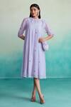 Buy_The Right Cut_Purple Chanderi Embroidery High Neck Mystique Hand Dress _at_Aza_Fashions