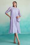 Buy_The Right Cut_Purple Chanderi Embroidery High Neck Mystique Hand Dress _Online_at_Aza_Fashions