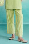 Buy_The Right Cut_Green 40g Chanderi Hand Embroidered Thread High Neck Citrina Kurta And Pant Set _Online_at_Aza_Fashions