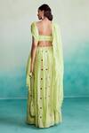 Shop_The Right Cut_Green 40g Chanderi Hand Embroidered Thread Citrus Blouse Lehenga Set _at_Aza_Fashions