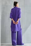 Shop_Namrata Joshipura_Purple Linen Satin Embellished Floral Collared Neck Pattern Tunic _at_Aza_Fashions