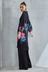 Buy_Namrata Joshipura_Black Linen Satin Print Floral Collared Neck Zinnia Bloom Pattern Tunic _Online_at_Aza_Fashions