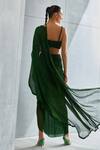 Namrata Joshipura Green Crepe Sequins Sweetheart Neck Pre-draped Metallic Finish Saree With Blouse at Aza Fashions Namrata Joshipura_Green Crepe Sequins Sweetheart Neck Pre-draped Metallic Finish Saree With Blouse_at_Aza_Fashions