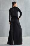 Shop_Namrata Joshipura_Black Satin Embellished Floral Collared Neck Hand Top_at_Aza_Fashions