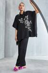 Buy Namrata Joshipura Black Satin Embellished Pearl Spread Collar Moon Flower Kaftan And Pant Set at Aza Fashions Buy_Namrata Joshipura_Black Satin Embellished Pearl Spread Collar Moon Flower Kaftan And Pant Set_at_Aza_Fashions