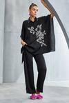 Buy Namrata Joshipura Black Satin Embellished Pearl Spread Collar Moon Flower Kaftan And Pant Set Online at Aza Fashions Buy_Namrata Joshipura_Black Satin Embellished Pearl Spread Collar Moon Flower Kaftan And Pant Set_Online_at_Aza_Fashions