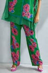 NAMRATA JOSHIPURA_Green Georgette Embellished Sequin Round Zinna Floral Pattern Top And Pant Set _Online_at_Aza_Fashions