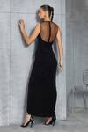 Shop Namrata Joshipura Black Jersey Embellished Sequin Applique Round Fox Tail Draped Gown at Aza Fashions Shop_Namrata Joshipura_Black Jersey Embellished Sequin Applique Round Fox Tail Draped Gown_at_Aza_Fashions