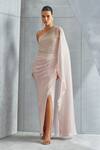 Buy Namrata Joshipura Pink Shimmer Chiffon Embellished Pearl Asymmetric One Shoulder Gown at Aza Fashions Buy_Namrata Joshipura_Pink Shimmer Chiffon Embellished Pearl Asymmetric One Shoulder Gown _at_Aza_Fashions