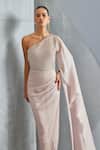 Shop Namrata Joshipura Pink Shimmer Chiffon Embellished Pearl Asymmetric One Shoulder Gown Online at Aza Fashions Shop_Namrata Joshipura_Pink Shimmer Chiffon Embellished Pearl Asymmetric One Shoulder Gown _Online_at_Aza_Fashions
