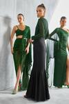Shop_Namrata Joshipura_Green Shimmer Crepe Metallic One Shoulder Embellished Gown_Online_at_Aza_Fashions