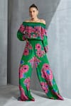 Buy Namrata Joshipura Green Crepe Embellished Sequin Zinnia Floral Pattern Off Shoulder Jumpsuit at Aza Fashions Buy_Namrata Joshipura_Green Crepe Embellished Sequin Zinnia Floral Pattern Off Shoulder Jumpsuit_at_Aza_Fashions