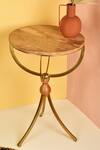 Buy_MANOR HOUSE_Brown Iron Wooden Top Accent Table _at_Aza_Fashions