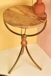 MANOR HOUSE_Brown Iron Wooden Top Accent Table _Online_at_Aza_Fashions