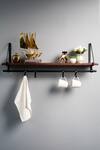 Buy_S. G. Home_Brown Metal And Wood Floating Shelf_at_Aza_Fashions