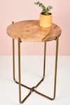 Buy Manor House Brown Wood, Iron Antique Brass Table With Top at Aza Fashions Buy_Manor House_Brown Wood, Iron Antique Brass Table With Top_at_Aza_Fashions