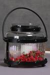 Buy_MANOR HOUSE_Black Wood Textured Glass Lantern _at_Aza_Fashions